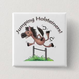 Jumping Holsteiners! Vierkante Button 5,1 Cm