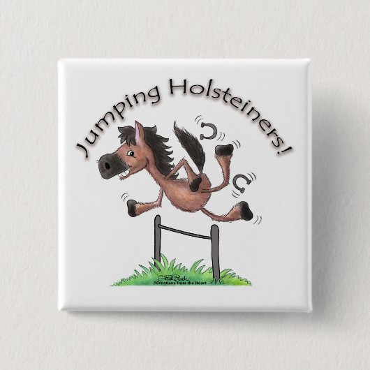 Jumping Holsteiners! Vierkante Button 5,1 Cm (Voorkant)