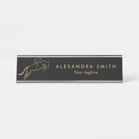 Jumping Horse | Horseback Riding | Paardentrainer Bureau Naambordje (Voorkant)