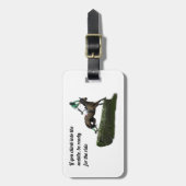 Jumping Horse Jockey in Groen Bagagelabel (Voorkant verticaal)