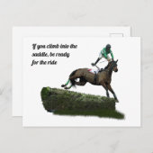Jumping Horse Jockey in Groen Briefkaart (Voorkant / Achterkant)