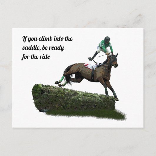 Jumping Horse Jockey in Groen Briefkaart (Voorkant)