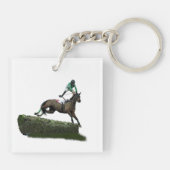 Jumping Horse Jockey In Groene Acryl Sleutelhanger (Achterkant)