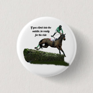 Jumping Horse Jockey In Groene Pin Button