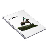 Jumping Horse Jockey In Groene Spiraalvormige Noti Notitieboek (Rechterzijde)
