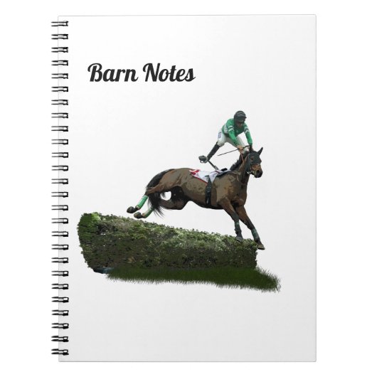 Jumping Horse Jockey In Groene Spiraalvormige Noti Notitieboek (Voorkant)