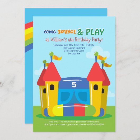 Jumping House Invitation Kaart (Voorkant / Achterkant)