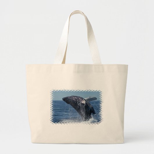 Jumping Humpback Whale Canvas Bag Grote Tote Bag (Voorkant)