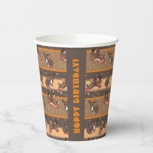 Jumping Jackalope Hoppy Birthday Papieren Bekers (Links)