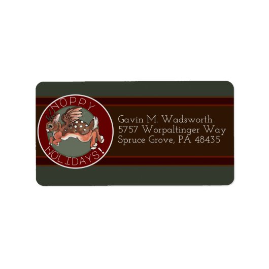 Jumping Jackalope Hoppy Feestdagen Holiday Etiket (Voorkant)
