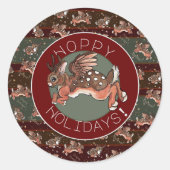 Jumping Jackalope Hoppy Feestdagen Ronde Sticker (Voorkant)