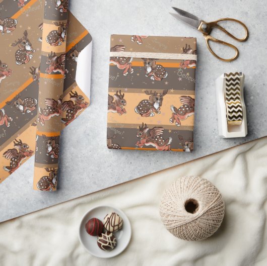 Jumping Jackalope kerstwrapping Cadeaupapier (Crafts)