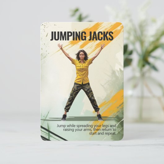 Jumping Jacks Fitness Kaart met Blue Backing (Staand voorkant)