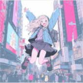 Jumping JK シール|寿司娘 Seal GenerativeAI Sticker (Voorkant)