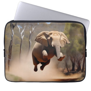 Jumping Joy: de geanimeerde olifantensprong Laptop Sleeve