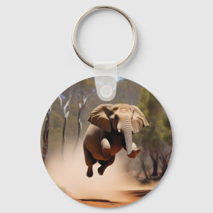 Jumping Joy: de geanimeerde olifantensprong Sleutelhanger