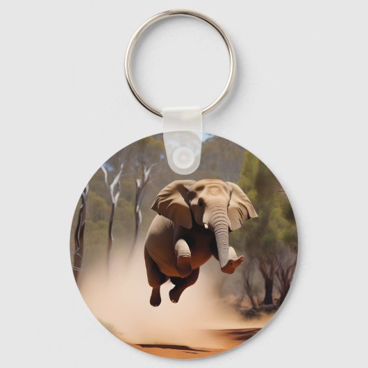 Jumping Joy: de geanimeerde olifantensprong Sleutelhanger (Voorkant)