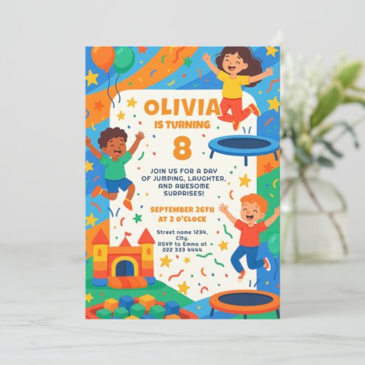 Jumping Jubilee Verjaardag Bash Extravaganza Kaart (Staand voorkant)