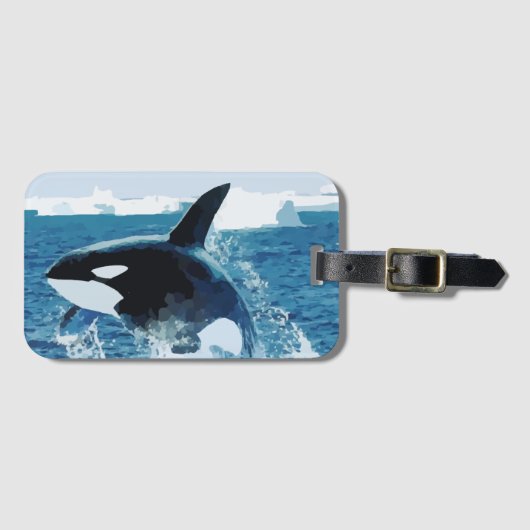 Jumping Killer Whale Abstract Orca Bagagelabel (Voorkant (horizontaal))