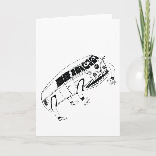 Jumping Kombi Van Illustratie Wenskaart Kaart (Voorkant)