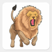 Jumping Lion Vierkante Sticker (Voorkant)