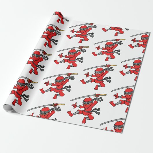  Jumping Ninja Design Cadeaupapier (Uitgerold)