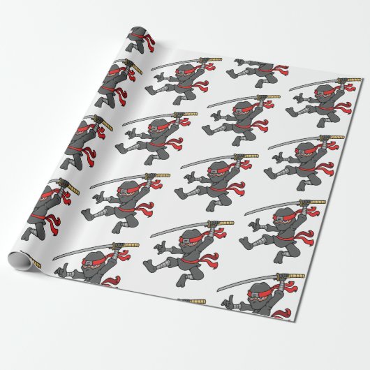  Jumping Ninja Design Cadeaupapier (Uitgerold)
