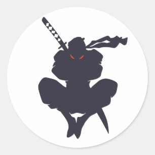 Jumping Ninja silhouette - Kies achtergrondkleur Ronde Sticker
