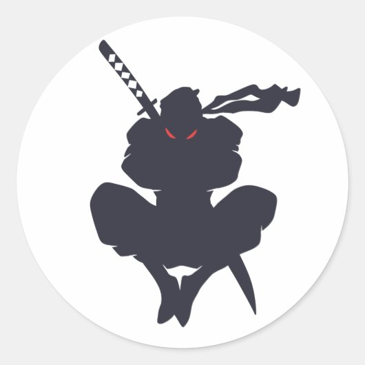 Jumping Ninja silhouette - Kies achtergrondkleur Ronde Sticker (Voorkant)