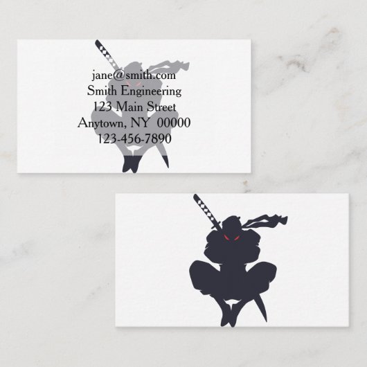 Jumping Ninja silhouette - Kies achtergrondkleur Visitekaartje (Voorkant / Achterkant)