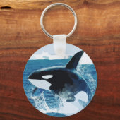 Jumping Orca Killer Whale Illustratie Sleutelhanger (Voorkant)