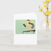 Jumping over Hurdle Art Kaart (Gele Bloem)