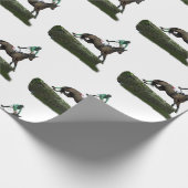 Jumping Paard Jockey In Groen Inpakpapier (Hoek)
