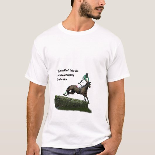Jumping Paard Jockey In Groen T-shirt (Voorkant)
