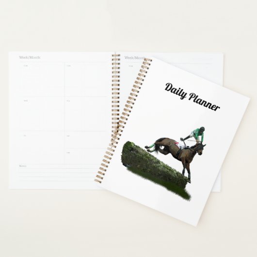 Jumping Paard Jockey In Groene Dagelijkse Planner (Display)