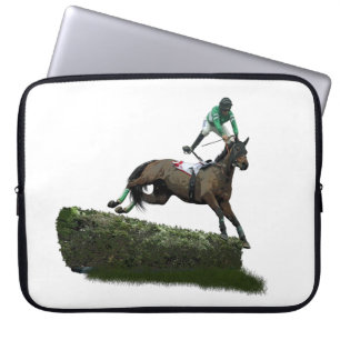 Jumping Paard Jockey In Groene Laptop Sleeve
