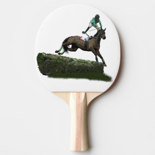 Jumping Paard Jockey In Groene Ping Pong Paddle Tafeltennisbatje (Voorkant)