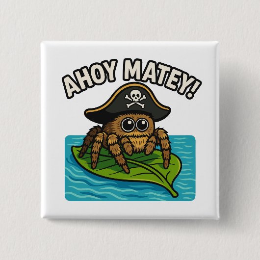 Jumping Pirate Spider Adventure Captain Webbeard Vierkante Button 5,1 Cm (Voorkant)