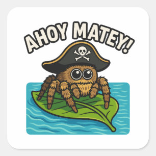 Jumping Pirate Spider Adventure Captain Webbeard Vierkante Sticker