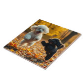Jumping poedel Puppies Tegeltje (Zijkant)