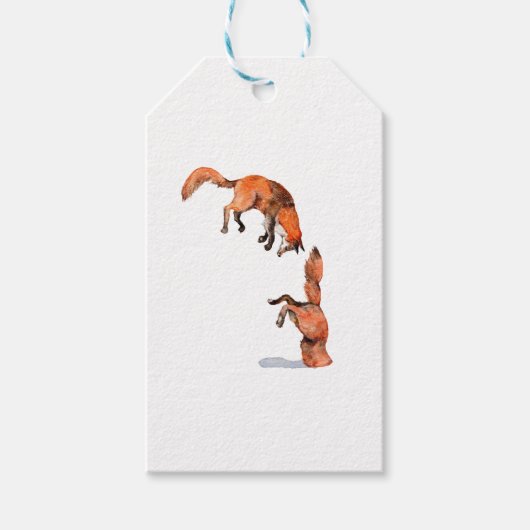 Jumping Red Fox Cadeaulabel (Voorkant)