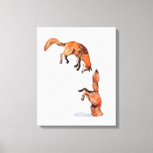 Jumping Red Fox Canvas Afdruk (Voorkant)