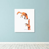 Jumping Red Fox Canvas Afdruk (Insitu (Houten vloer))