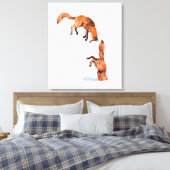 Jumping Red Fox Canvas Afdruk (Insitu (Slaapkamer))