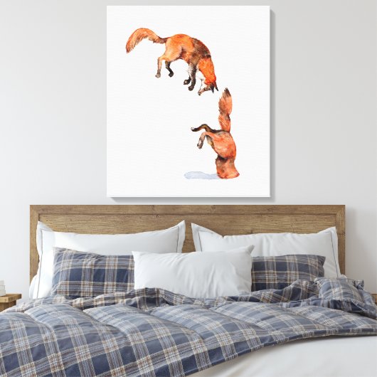 Jumping Red Fox Canvas Afdruk (Insitu (Slaapkamer))