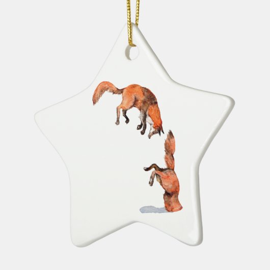 Jumping Red Fox Keramisch Ornament (Links)