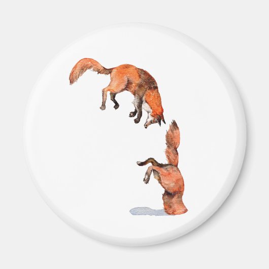 Jumping Red Fox Magneet (Voorkant)