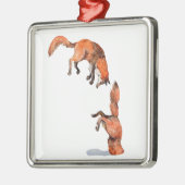 Jumping Red Fox Metalen Ornament (Links)