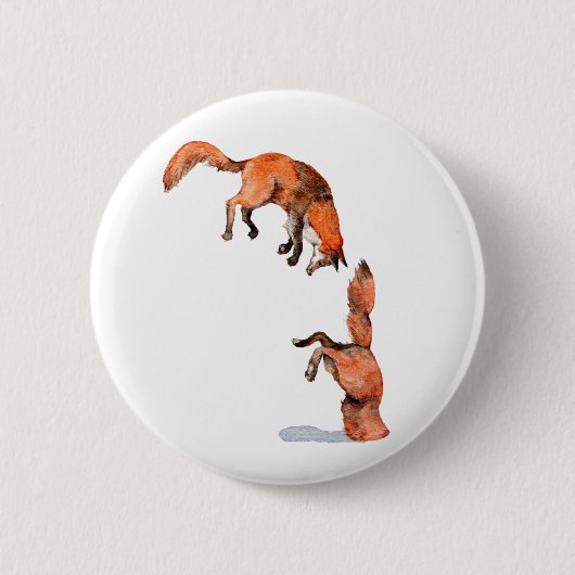 Jumping Red Fox Ronde Button 5,7 Cm (Voorkant)