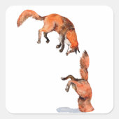 Jumping Red Fox Vierkante Sticker (Voorkant)